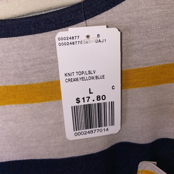 STRIPED LIGHTWEIGHT LONG-SLEEVE POCKET SHIRT · SIZE L · NWT - Picture 5 of 6